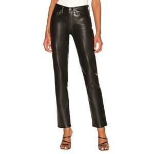 AGOLDE Black Lyle Low Rise Recycled Leather Slim Straight Leg Pant Size 32